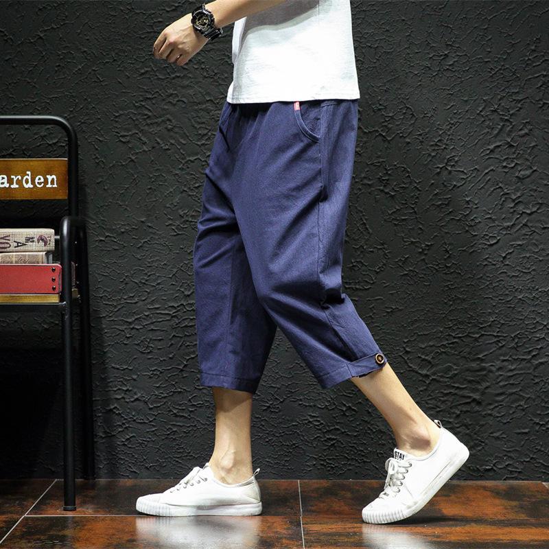 Linen Pants Straight Leg Pants Drawstring Lightweight Elastic Beach Pants Summer Leisure Loose Summer