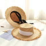 Straw Hat Flat Top Sun Hat Outdoor Beach Hat