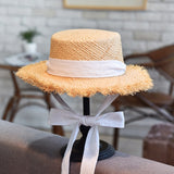 Straw Hat Flat Top Sun Hat Outdoor Beach Hat