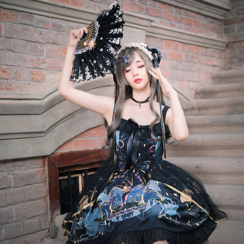 Gothic Lolita Harajuku Style Clothing Sakura Aciclovir Gel Lolita Extreme Night Aria JSK Lolita Dresses