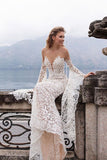 Sequin Evening Dress Sexy Deep V Long Sleeve Formal Dress