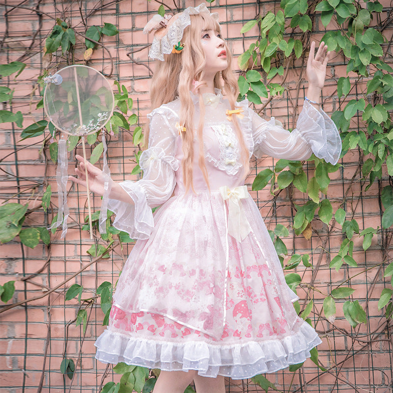 Gothic Lolita Harajuku Style Clothing Sakura Aciclovir Gel Lolita Cherry Blossom Festival Op Lolita Dresses Sweet Princess Dress