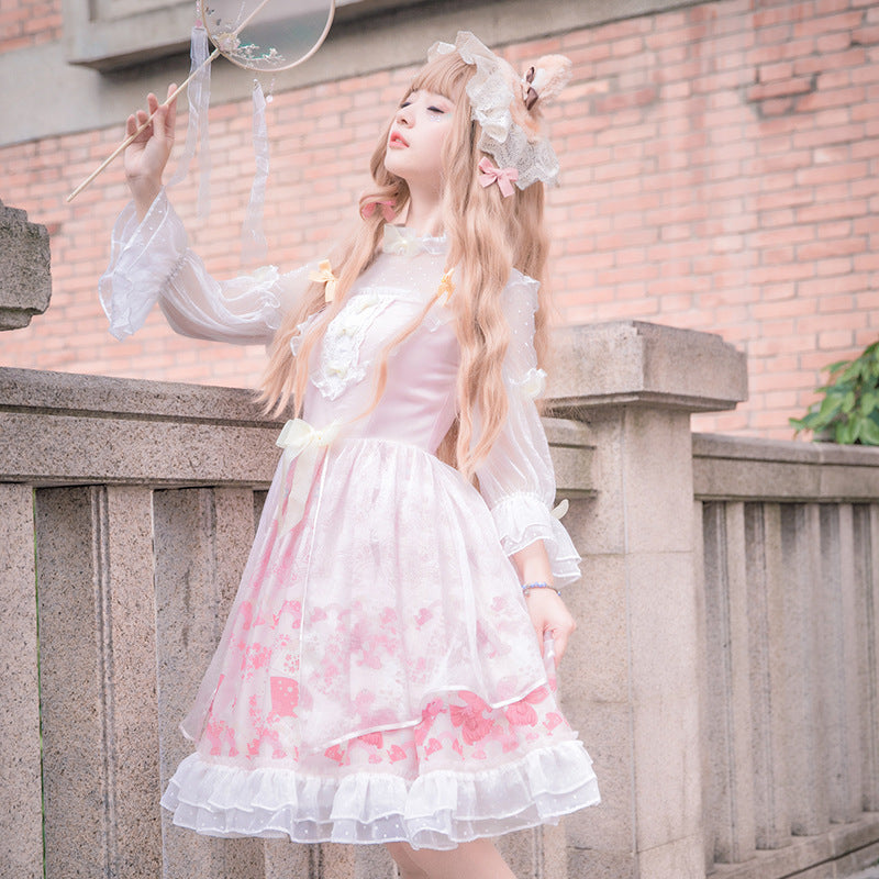 Gothic Lolita Harajuku Style Clothing Sakura Aciclovir Gel Lolita Cherry Blossom Festival Op Lolita Dresses Sweet Princess Dress