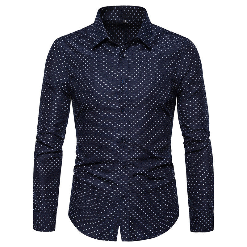 Work Shirts Men's Slim-Fit Floral Long-Sleeved Shirt Casual Shirt