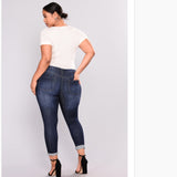 Women Plus Size Jeans Ripped High Stretch Denim Skinny Pants