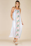 Women Dresses Summer Embroidered Floral Sling Side Split Dress