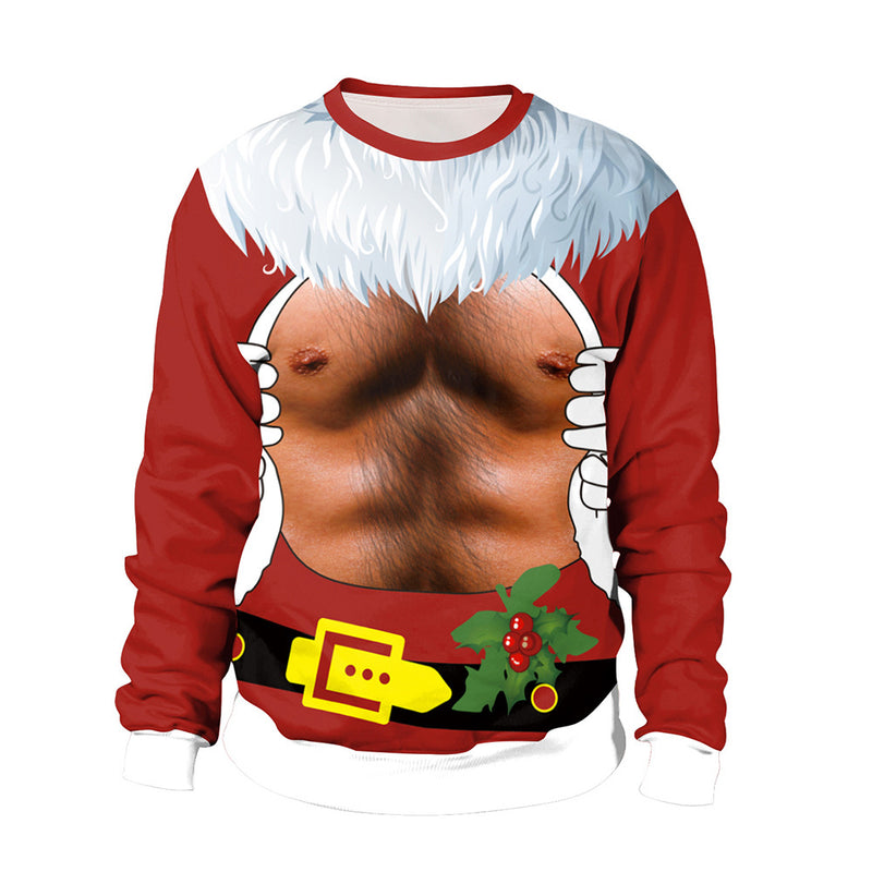 Ugly Christmas Sweater Cosplay Funny 3D Printed round Neck Long Sleeve Couple Sweater