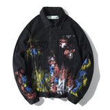 Arrow Denim Jacket Jean Coat Autumn and Winter Graffiti Casual Jacket Owt Fireworks Destruction Distressed Denim