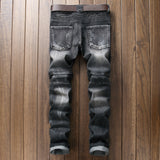 J Shaped Jeans Men's Stretch Fashion Pleated Slim Straight