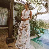 Emily Ratajkowski Dress Sexy Lace Cutout Backless Beach Skirt Long Dress