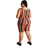 Women Plus Size Co-Ords Fashion Casual Vest Shorts Printed Tight Two-Piece Suit