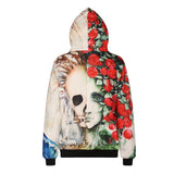 Black Rose Hoodie 3D Rose Skull Face Digital Sweater