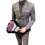 Double Brewed Seersucker Suit Suit Men's Suits Slim Casual Jacket