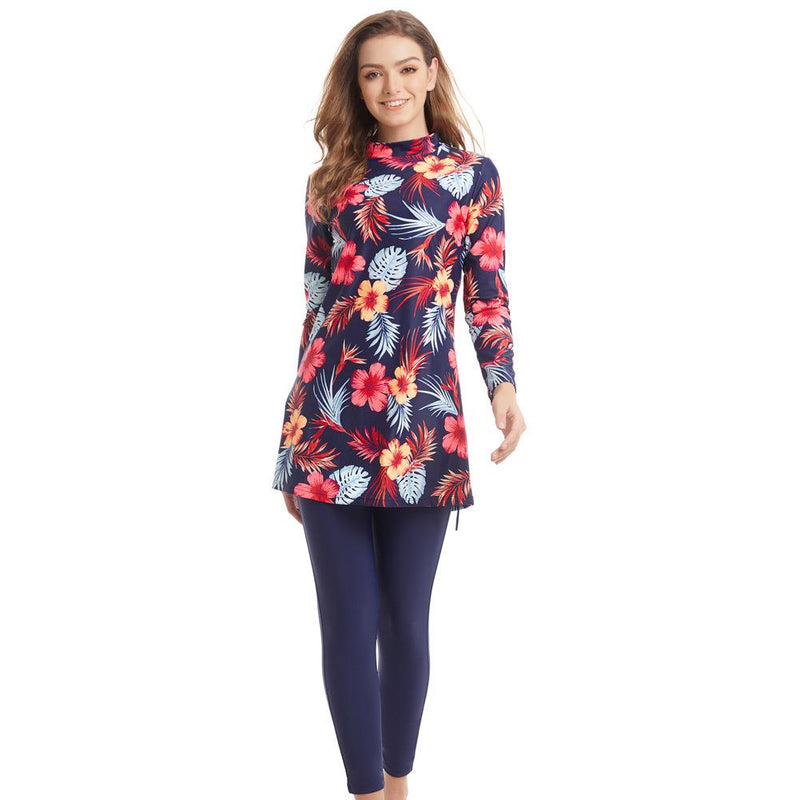 Burkini Swimwear Muslim Fashion Outfits Ladies Conservative Printing Beach Swimsuit
