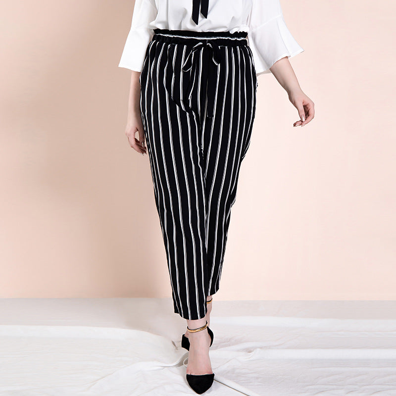 Women Plus Size Pants Casual Striped Strap Fashion Women's Pants