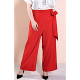 Women Plus Size Pants Spring Red Vintage Casual Trousers Wide Leg Pants