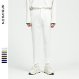 Men Suit Pants Men's Summer Suit Straight Ankle-Tied Pants