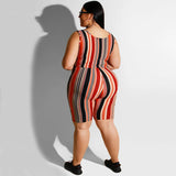 Women Plus Size Co-Ords Fashion Casual Vest Shorts Printed Tight Two-Piece Suit