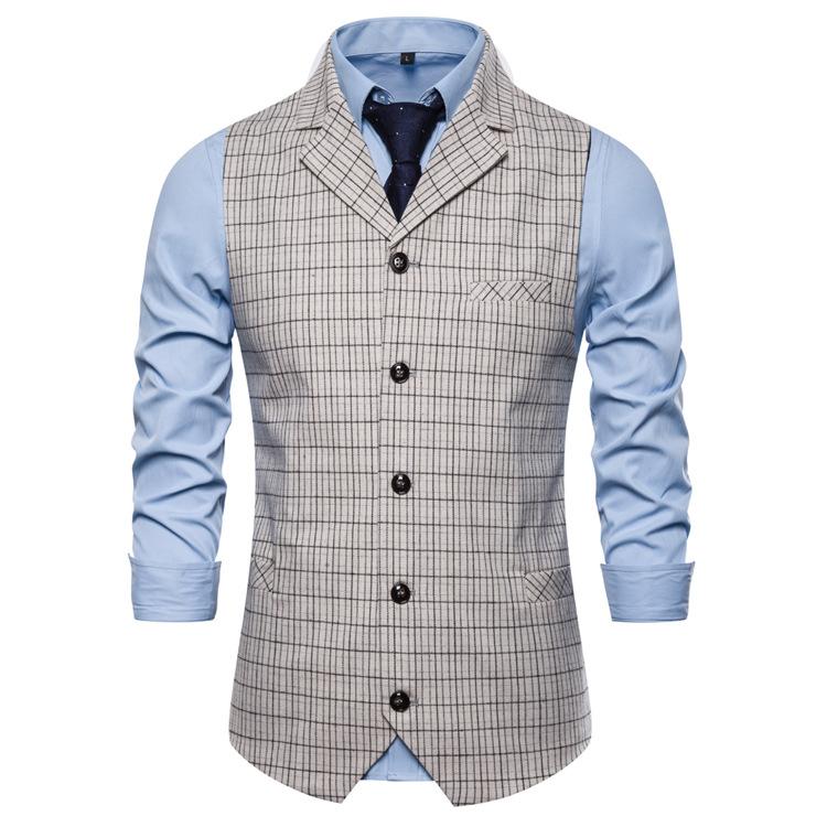 Tuxedo Vests Men Suit Vest Autumn and Winter Leisure Men's Plaid Vest