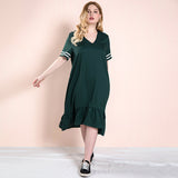 Women Plus Size Maxi Dresses Summer V-neck Casual Dress