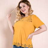 Women Plus Size Tops Summer Pullover Short Sleeve Round Neck Loose-Fitting T-shirt Top Women