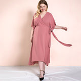 Women Plus Size Maxi Dresses Fall V-neck Strap Casual Dress