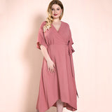 Women Plus Size Maxi Dresses Fall V-neck Strap Casual Dress