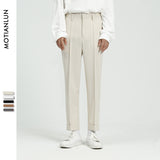 Men Suit Pants Men's Suit Pants Trousers with an Elasticated Waist Straight