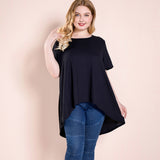 Women Plus Size Tops Spring/Summer Black Strap Loose Top