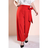 Women Plus Size Pants Spring Red Vintage Casual Trousers Wide Leg Pants