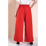 Women Plus Size Pants Spring Red Vintage Casual Trousers Wide Leg Pants