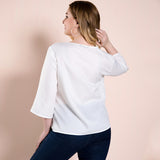 Women Plus Size Tops White Simple T-shirt V-neck Top