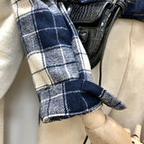 Beth Dutton Outfits Autumn Leisure Pocket Color-Contrast Check Single Breasted Padded Shirt Women