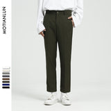 Men Suit Pants Men's Summer Suit Straight Ankle-Tied Pants
