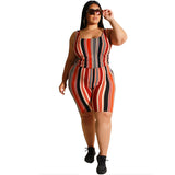 Women Plus Size Co-Ords Fashion Casual Vest Shorts Printed Tight Two-Piece Suit