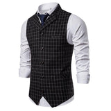 Tuxedo Vests Men Suit Vest Autumn and Winter Leisure Men's Plaid Vest