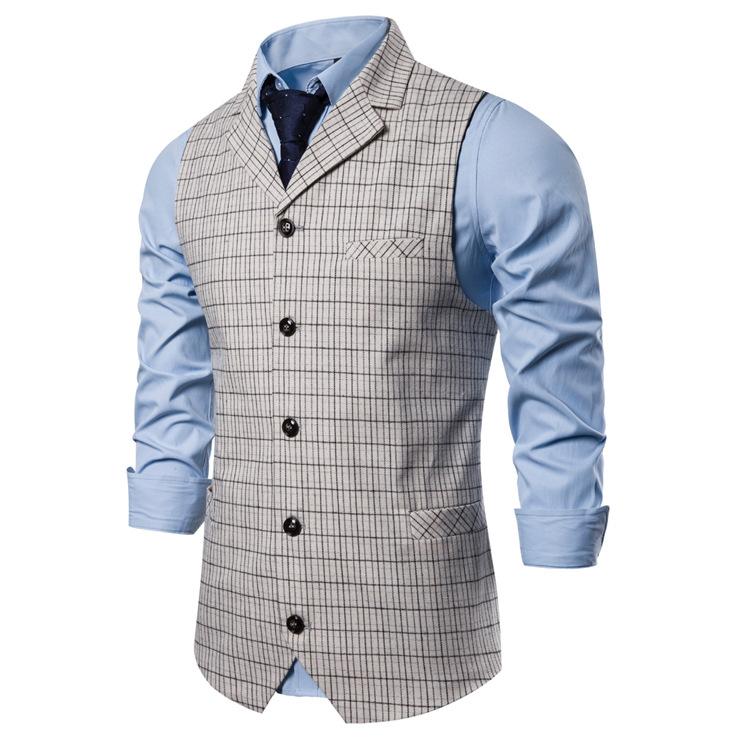 Tuxedo Vests Men Suit Vest Autumn and Winter Leisure Men's Plaid Vest