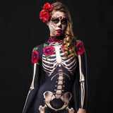 Women Pants Suit Clothing Rose Skeleton Jumpsuit