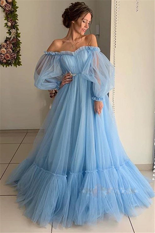 Fairy Dress H off-Shoulder Mesh Long Sleeve Wedding Dress Large Swing Dress