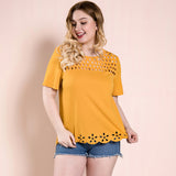 Women Plus Size Tops Summer Pullover Short Sleeve Round Neck Loose-Fitting T-shirt Top Women