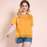 Women Plus Size Tops Summer Pullover Short Sleeve Round Neck Loose-Fitting T-shirt Top Women