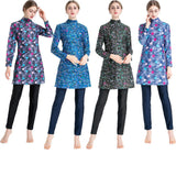 Burkini Muslim Swimwear Printed Slim Fit Three Piece Swimsuit Beachwear