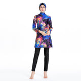 Burkini Muslim Swimwear Printed Slim Fit Three Piece Swimsuit Suit for Women