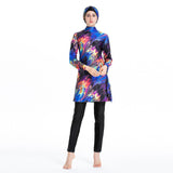 Burkini Muslim Swimwear Printed Slim Fit Three Piece Swimsuit Suit for Women