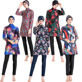 Burkini Muslim Swimwear Printed Slim Fit Three Piece Swimsuit Suit for Women