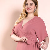 Women Plus Size Maxi Dresses Fall V-neck Strap Casual Dress