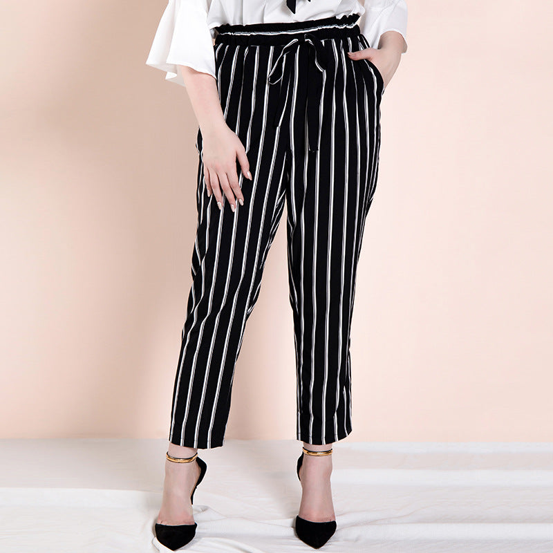 Women Plus Size Pants Casual Striped Strap Fashion Women's Pants