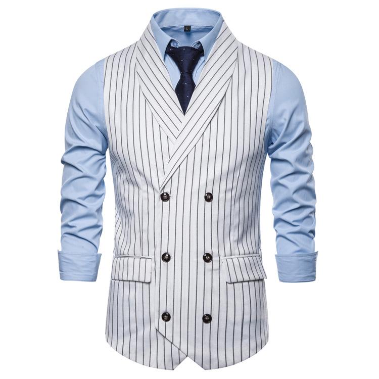 Men's Dress Vests Men's Vest Casual Jacket Business Waistcoat Striped Suit Vest Men's Casual