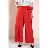 Women Plus Size Pants Spring Red Vintage Casual Trousers Wide Leg Pants