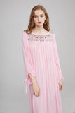 Bohemian Flower Embroidered Puff Sleeve Loose Vacation Style Long Dress Dress